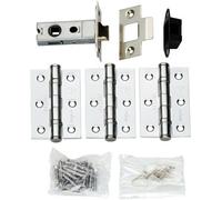 Hinge & Latch Pack 64mm Bolt Through Tubular Latch 3*4 Inch BB Hinge Chrome