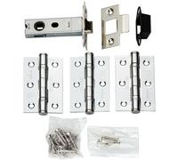 Hinge & Latch Pack 76mm Bolt Through Tubular Latch 3*3 Inch BB Hinge Chrome