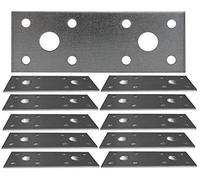 Hinge Repair Flat Connecting Joining Plate Galvanised Heavy Duty Metal Steel Sheet Structural Connectors 3.94"x1.38"x0.1" (100 x 35 x 2.5mm) Pack of 10pcs