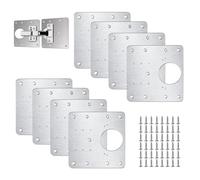 Hinge Repair Plate,8 PCS Stainless Steel Hinge Repair Plate with Screws Cabinet & Cupboard Door Hinge Repair Kit for Kitchen Doors Wardrobe Wood Furniture Fixing Brackets with Mounting Holes