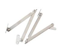 Hinge Support Stainless Steel Folding Lid Support Hinge Folding Pull Rod Cabinet Door Upper and Lower Support Rod Hinge Closing Lid Support Silver Length 180mm (Pack of 2)