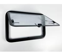 Hinged Camper Van Window - Black Frame & Tempered Glass, Perfect for Campervan, Motorhome & Caravan Conversions (700MM X 300MM)