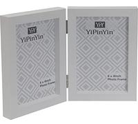 Hinged Double Photo Frame 6x4''White,Wood Effect 4x6''Double Picture Frame,White Twins 6x4'' Photo Frame with Glass Holds 2 Standard10x 15cm Photoes