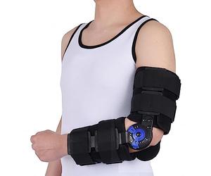 Hinged Elbow Braces, Adjustable Telescoping Post Op Arm Splint for Tendonitis & Tennis Elbow, Men & Women Surgery Injury Recovery Pain Relief(Right)