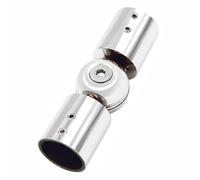 Hinged Elbow Connector for Curtain Rods, 90 to 180 Degree Adjustable Corner Connectors for Bay Window Shower Curtain, 25mm/0.98 inch Diameter - Bright Silver