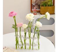 Hinged Flower Vase 6/8, Creative Glass Test Tube Vases, Glass Test Tube Bud Vase, Clear Test Tube Vases for Flowers, Hinged Vases Plant Container Flower Display Holder for Home -ce Table Decor