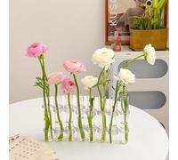 Hinged Flower Vase 6/8, Creative Glass Test Tube Vases, Glass Test Tube Bud Vase, Clear Test Tube Vases for Flowers, Hinged Vases Plant Container Flower Display Holder for Home -ce Table Decor