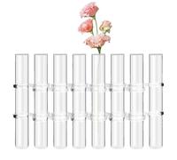 Hinged Flower Vase - 6 /8 Pieces Transparent Table Vases for Flowers | Small Hinged Flower Vases with Hook and Brush, Hydroponic Glass Tube Vase, Test Tube Vase for Home Decoration