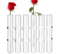 Hinged Flower Vase - 6 /8 Pieces Transparent Table Vases for Flowers | Small Hinged Flower Vases with Hook and Brush, Hydroponic Glass Tube Vase, Test Tube Vase for Home Decoration