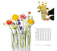 Hinged Flower Vase - 6 Pcs Glass Test Tube Bud Vases for Home Office Decor