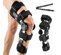 Hinged Knee Brace, Adjustable Flexion Extension 0-120° Telescopic Frame Breathable Stabilizer Fits 160-204cm Height, Lightweight Aluminum Support for ACL MCL Injury Meniscus Repair Post-Op Recovery