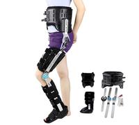 Hinged Knee Brace ROM Adjustable Post Op Knee Support Orthosis, Full Leg Stabilizer, Fully Adjustable Leg Ankle Foot Fixed Bracket,Left-12.2 * 16.9INCH