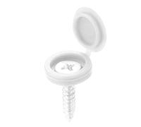 Hinged Screw Covers, 100Pcs Plastic Snap On Caps Decorative Protective M5 Hole Shutter Fold Screw Snap Covers Washer Flip Tops for Self Tapping Screws Furniture Closet (white)