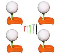 Hinged Turf Base V3 - Turf Tee for Artificial Turfs, Includes Pre-Cut Tee Variety Packs, Quick Easy Ball Setup Unbreakable, Outdoor Indoor Winter Turf, Driving Range & Home Training (orange-4pcs)