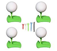 Hinged Turf Tee for Artificial, Pre-Cut Tee Variety Packs Included, Golf Simulator Tee for Outdoor Indoor Winter, Driving Range & Home Backyard Practice Training (Green*4)