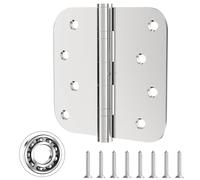 Hinges, 3 Pack Door Hinges Stainless Steel Hinges 4" Heavy Duty Hinge Ball Bearing Door Hinge with Rounded 5/8-Inch Radius Corners Thickness 3mm Hinges Heavy Duty Exterior Door Hinges