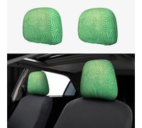 Hingor 2 Pack Green Curve Texture Print Universal Car Headrest Cover Elastic, Cute Stylish Car Seat Head Rest Cover Protector, Interior Front & Rear Seat Headrest Pads Decor For Womens Car Suv Auto