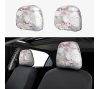 Hingor 2 Pack Rose Gold Marble Print Universal Car Headrest Cover Elastic, Cute Stylish Car Seat Head Rest Cover Protector, Interior Front & Rear Seat Headrest Pads Decor For Womens Car Suv Auto