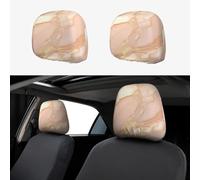 Hingor 2 Pack Rose Gold Marble Print Universal Car Headrest Cover Elastic, Cute Stylish Car Seat Head Rest Cover Protector, Interior Front & Rear Seat Headrest Pads Decor For Womens Car Suv Auto