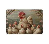 Hingor A Brood Of Chickens Print Highly Absorbent Microfiber Door Mat And Pet Rug (60x40cm), Non Slip Thick Washable Area And Bath Mat Soft For Kitchen Bathroom