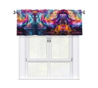 Hingor Abstract Music Themed Print Blackout Striped Curtain Valance For Kitchen Blackout Curtains, Thermal Insulated Curtains, Wave Line Foil 54x18in