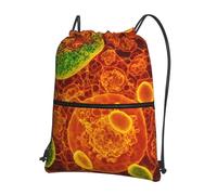 Hingor Adherent Eukaryotic Cells Seen Through A Microscop Print Drawstring Backpack String Bag Sackpack Cinch Water Resistant For Gym Shopping Sport Yoga