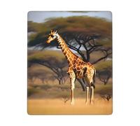 Hingor Africa Giraffe Majestic Tree Print Mouse Pad With Stitched Edges - Mousepad For, 9 X 7 Inch Washable Square Desk Pad, Non-Slip Rubber Base, Office Home Laptop Accessories