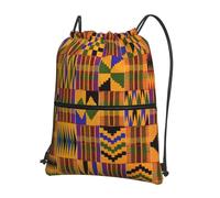 Hingor African Ethnic Pattern Print Drawstring Backpack String Bag Sackpack Cinch Water Resistant For Gym Shopping Sport Yoga