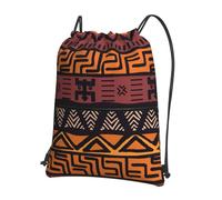 Hingor African Mud Cloth Tribal Print Drawstring Backpack String Bag Sackpack Cinch Water Resistant For Gym Shopping Sport Yoga