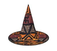 Hingor African Mud Cloth Tribal Print Halloween Hat For Women, Adult Witches Cosplay Accessories, Foldable Pointed Hat