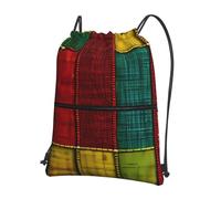 Hingor African Style Patchwork 1 Print Drawstring Backpack String Bag Sackpack Cinch Water Resistant For Gym Shopping Sport Yoga