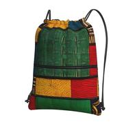 Hingor African Style Patchwork Print Drawstring Backpack String Bag Sackpack Cinch Water Resistant For Gym Shopping Sport Yoga