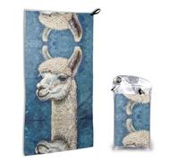 Hingor Alpaca Llama Print Quick Dry Microfiber Towel 16x31.5 Inches, Super Absorbent Lightweight Compact Travel Towel With Carabiner & Carry Bag For Outdoor, Beach, Gym, Camping