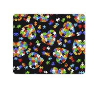 Hingor Autism Awareness Puzzle Pieces Heart Print Mouse Pad, Office Home Personalized Mouse Mat Design, Waterproof Mousepad, Non-Slip Rubber Base Computer Mouse Pads For Wireless Mouse