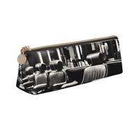 Hingor Barber Shop Monochrome Style Print Stylish and Practical Pencil Case Large Capacity Triangle Pencil Pouch with Zipper