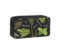 Hingor Basil Thyme Dill & Rosemary Print Big Capacity Pencil Case Pencil Pouch Pen Case School Supplies Cute Pencil Box