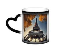 Hingor Beautiful Eiffel Tower Paris Print Funny Ceramic Heated Novelty Coffee Cup. Heat Sensitive Mug, Color Changing Mug.Funny Mugs for Men, Friends and Lover