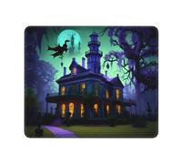 Hingor Black Haunted Mansion Print Mouse Pad, Office Home Personalized Mouse Mat Design, Waterproof Mousepad, Non-Slip Rubber Base Computer Mouse Pads For Wireless Mouse
