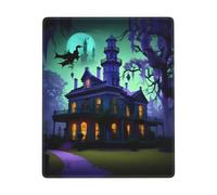Hingor Black Haunted Mansion Print Mouse Pad With Stitched Edges - Mousepad For, 9 X 7 Inch Washable Square Desk Pad, Non-Slip Rubber Base, Office Home Laptop Accessories