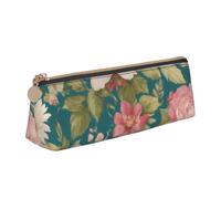 Hingor Blossom Flower Print Stylish and Practical Pencil Case Large Capacity Triangle Pencil Pouch with Zipper