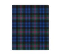 Hingor Blue And Green Scottish Tartan Print Mouse Pad With Stitched Edges - Mousepad For, 9 X 7 Inch Washable Square Desk Pad, Non-Slip Rubber Base, Office Home Laptop Accessories