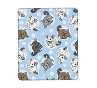Hingor Blue Chinchillas And Moon print Mouse Pad with Stitched Edges, Premium-Textured Mouse Mat Pad, Non-Slip Rubber Base Mousepad for Gaming Laptop Computer