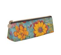 Hingor Bright Color Print Stylish and Practical Pencil Case Large Capacity Triangle Pencil Pouch with Zipper