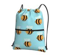 Hingor Cartoon Bee Pattern Print Drawstring Backpack String Bag Sackpack Cinch Water Resistant For Gym Shopping Sport Yoga
