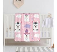 Hingor Cartoon Llama Alpaca Print Baby Blankets, Toddler Blanket For Boys Girls, Double Layer, Crib Receiving Blanket,