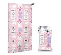Hingor Cartoon Llama Alpaca Print Quick Dry Microfiber Towel 16x31.5 Inches, Super Absorbent Lightweight Compact Travel Towel With Carabiner & Carry Bag For Outdoor, Beach, Gym, Camping