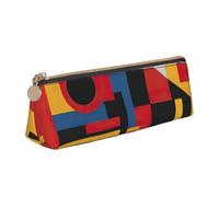 Hingor Composition in Red Yellow Blue and Black Print Stylish and Practical Pencil Case Large Capacity Triangle Pencil Pouch with Zipper