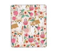 Hingor Corgi Floral Flowers print Mouse Pad with Stitched Edges, Premium-Textured Mouse Mat Pad, Non-Slip Rubber Base Mousepad for Gaming Laptop Computer