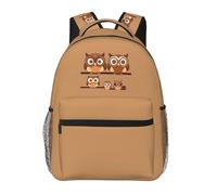 Hingor Cute Big Brown Cartoon Owls Print Unisex Leisure Backpack Lightweight Travel Work Everyday Use Weekend Getaways