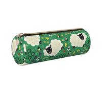 Hingor Cute Cartoon Sheep Print Pu Pencil Pen Case Portable Stationery Bag Pouch Cosmetic Organizer Bag for Man and Woman